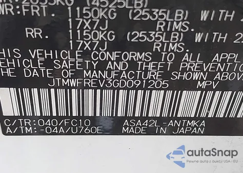 2016 Toyota Rav4 Xle z USA, uszkodzony, nr VIN JTMWFREV3GD091205